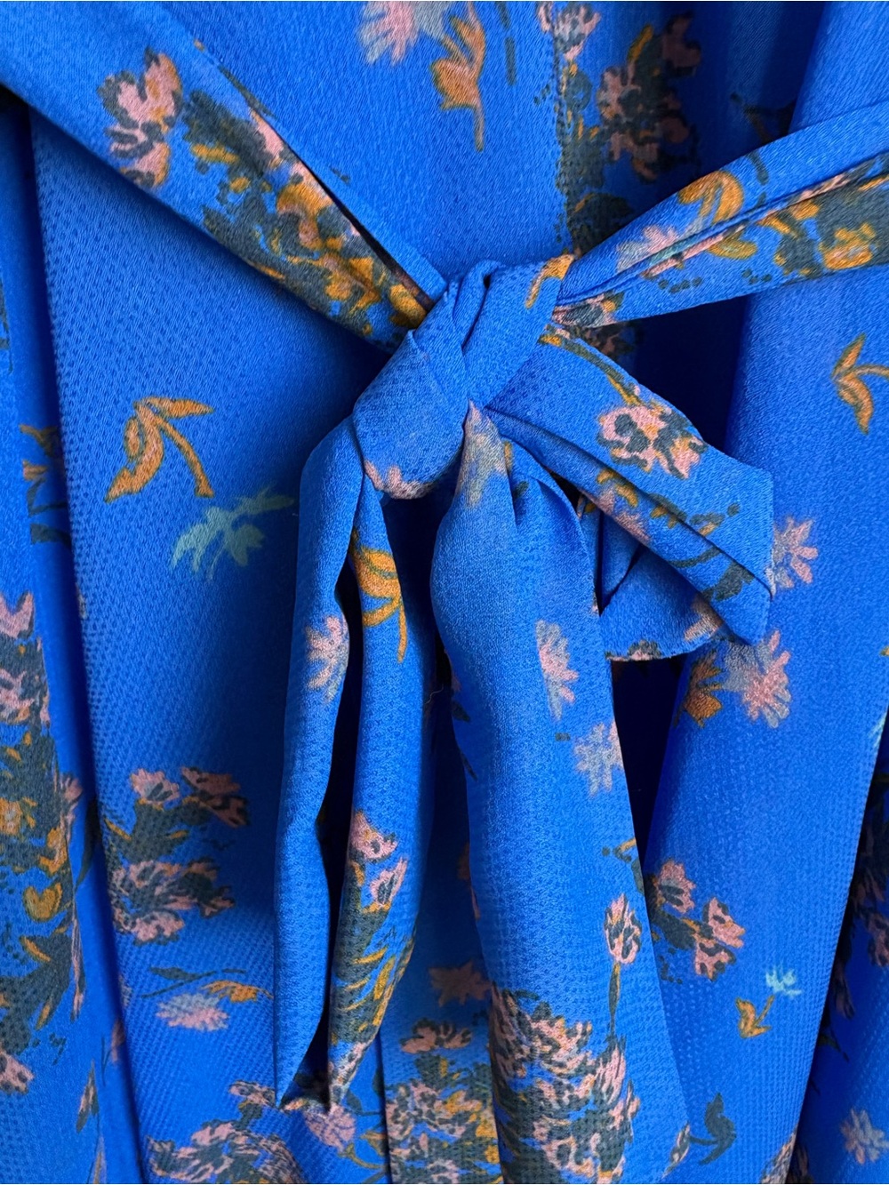 Free People Lilou Floral Wrap Mini Dress Blue Bell Sleeves Size Small - Picture 7 of 16